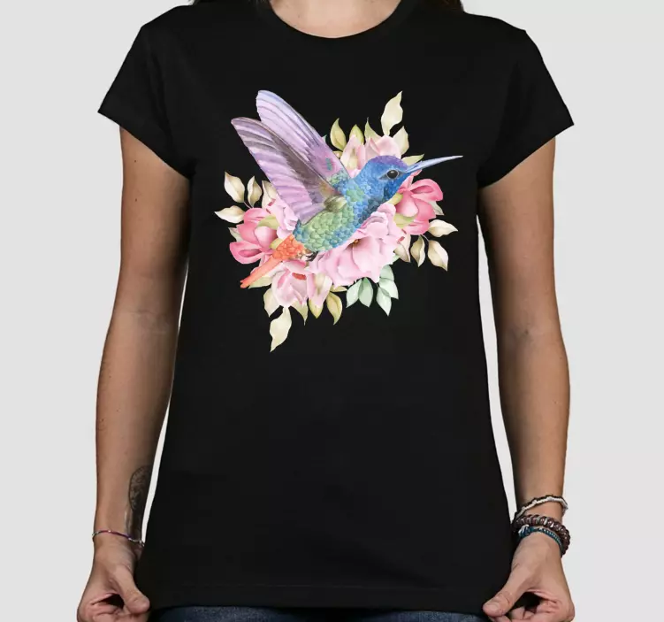 T-shirt beija-flor colorido floral - TenStickers