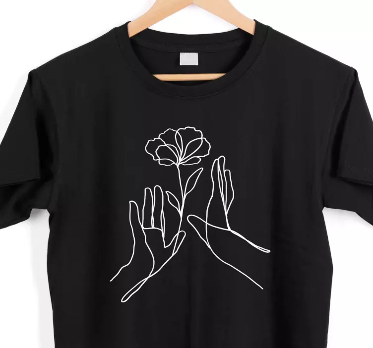 T-shirt personalizada com linha de flores à mão - TenStickers