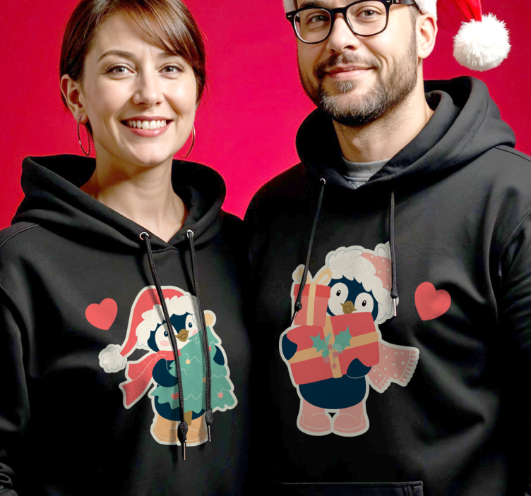 T-shirt de casais casal pinguine apaixonado no natal - TenStickers