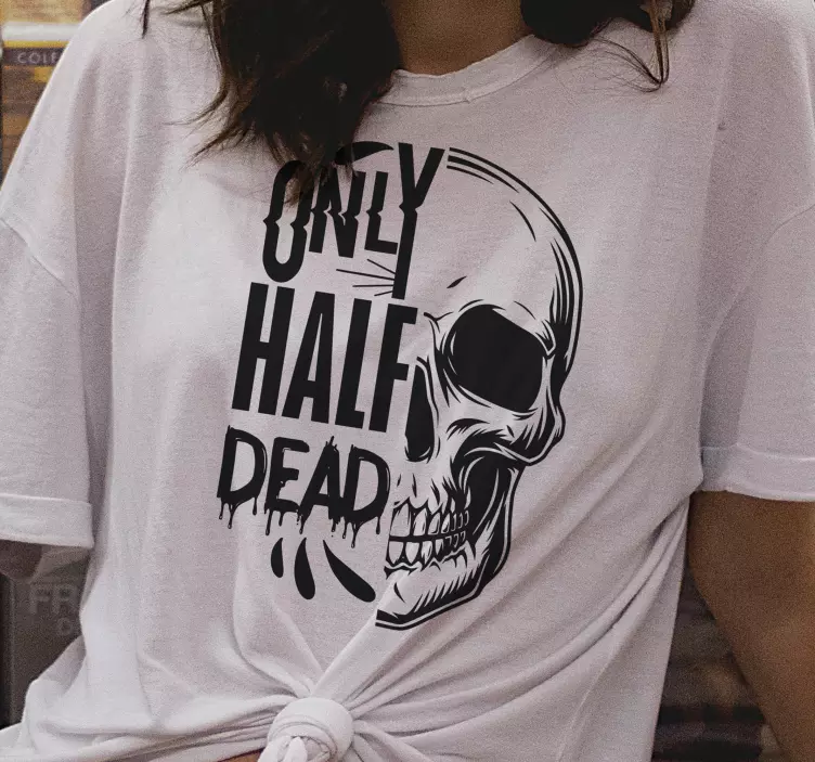 T-shirtde halloween com caveira meio morta - TenStickers