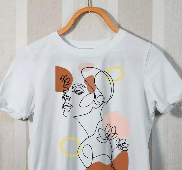 T-shirt personalizada de uma linha com arte abstrata de rosto - TenStickers