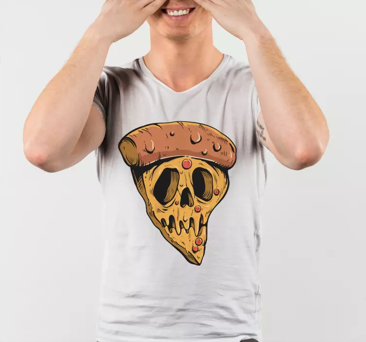 T-shirt gráfico de pizza de caveira - TenStickers