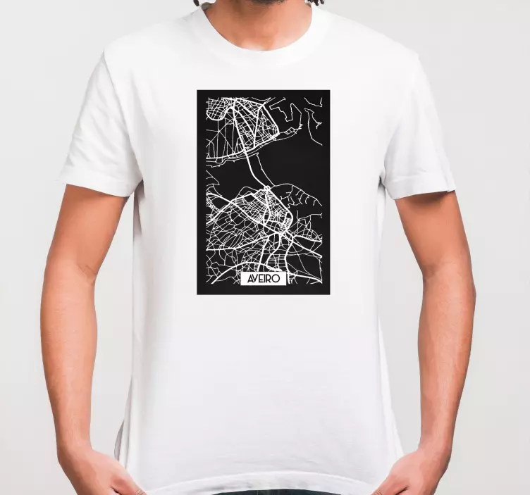 T-shirt personalizada mapa topográfico de aveiro - TenStickers