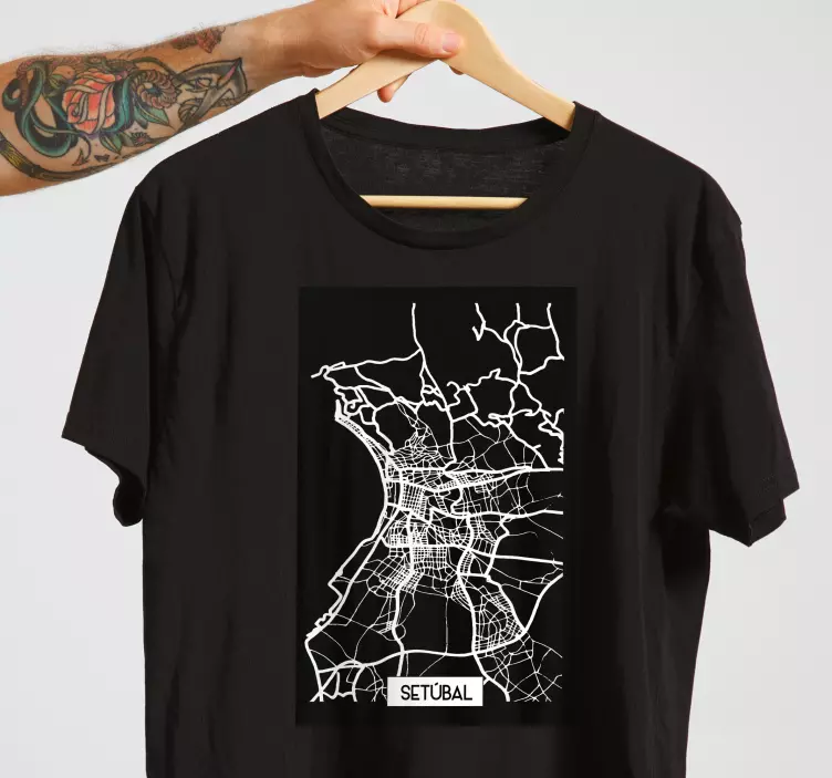 T-shirt personalizada mapa topográfico de setúbal - TenStickers