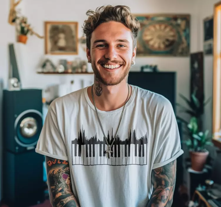 T-shirt teclado e onda sonora - TenStickers