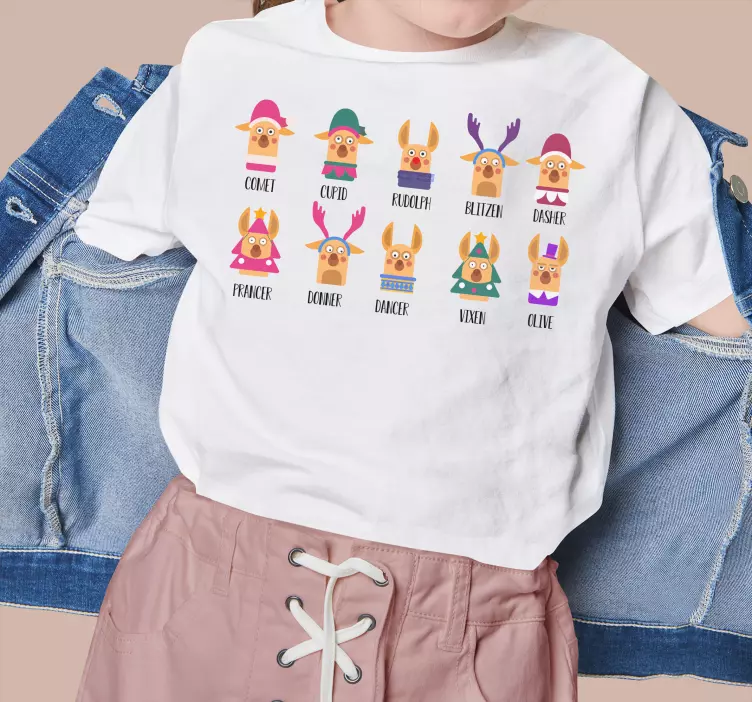 T-shirt pais e filhos personagens renas - TenStickers