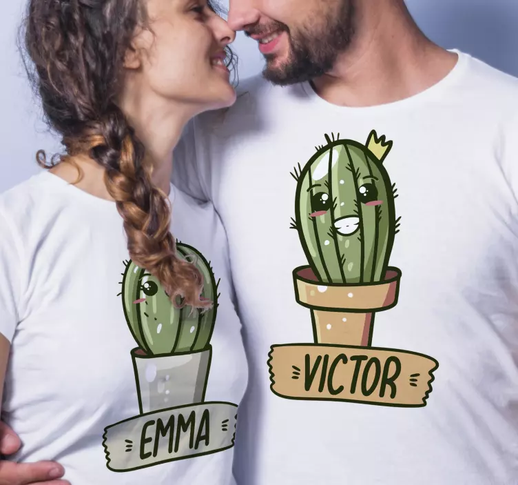 T-shirt para casais cactos com nomes - TenStickers