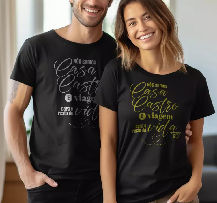 T-shirt de casais viagem para o resto da vida - TenStickers