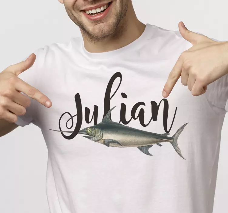 T-shirt personalzável peixe personalizado com nome - TenStickers