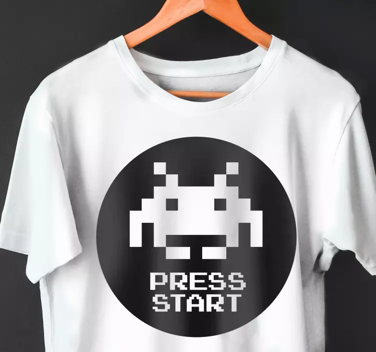 T-shirt pixel pressione iniciar - TenStickers