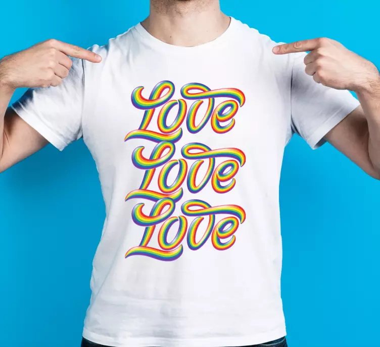 T-shirt tipografia colorida do amor - TenStickers