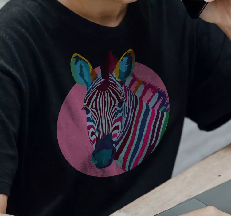 t-shirt zebra colorida pop art - TenStickers