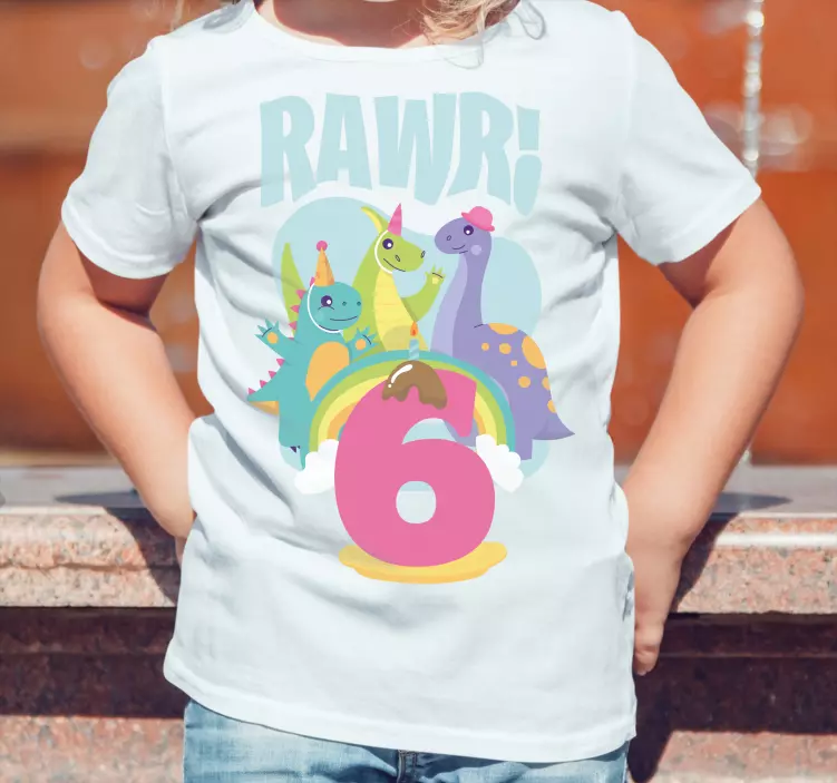 T-shirt de festa infantil rawr dino - TenStickers