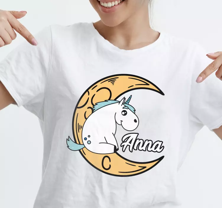 T-shirt infantil unicórnio na lua - TenStickers