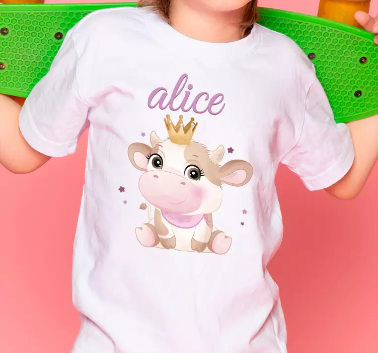 Vaca fofa para menina com T-shirtde bebê com nome - TenStickers