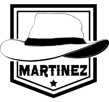 T-shirt personalizável com emblema estiloso de chapéu - TenStickers