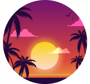 t-shirt roxa pôr do sol e palmeiras - TenStickers