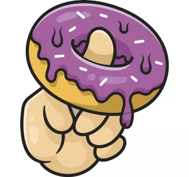 T-shirt de desenho animado dedo e donut - TenStickers