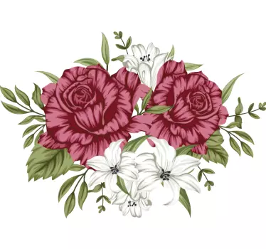 T-shirt crianças com acento floral de rosa - TenStickers