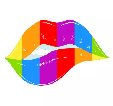 T-shirt estampa colorida de lábios - TenStickers