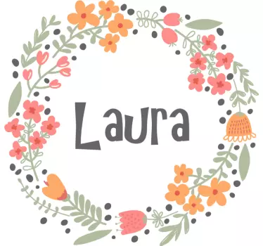T-shirt crianças design floral encantador com nome - TenStickers