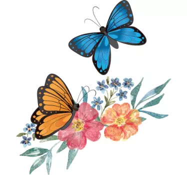 T-shirt crianças borboletas coloridas florais - TenStickers