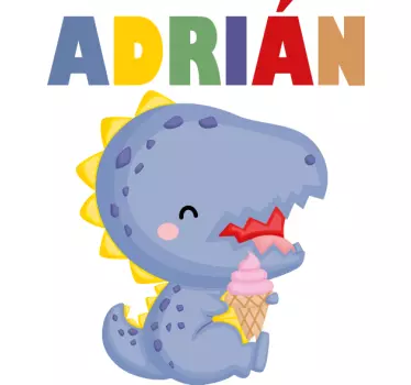 T-shirt crianças dinossauro fofo segurando sorvete - TenStickers