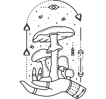 T-shirt ilustração de mão com cogumelos - TenStickers