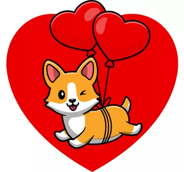 T-shirt crianças corgi com balões de coração - TenStickers