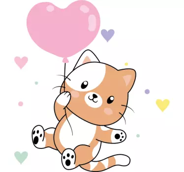 Gata orage gato balões criança camisa - TenStickers