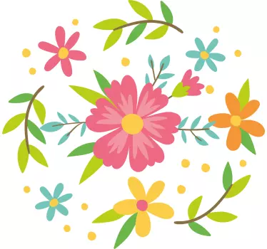 T-shirtde mãe e filha com moldura floral primavera - TenStickers