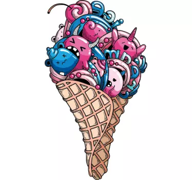 T-shirt cone de sorvete colorido - TenStickers