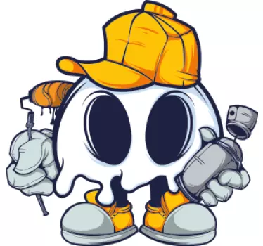 T-shirt de desenho animado de caveira para crianças com grafite - TenStickers
