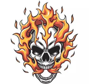 T-shirt estilo cartoon caveira em chamas - TenStickers