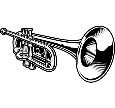 t-shirt com ilustração de trompete em preto e branco - TenStickers
