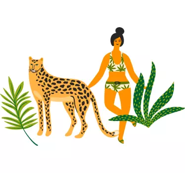 T-shirt arte leopardo e mulher - TenStickers