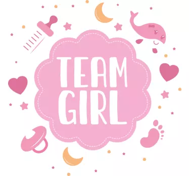 T-shirt com estampa de chá de bebê para meninas da equipe - TenStickers