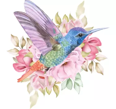 T-shirt beija-flor colorido floral - TenStickers