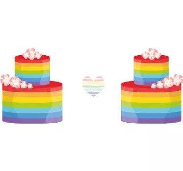 T-shirt mães e filhas bolos de coração arco-Íris - TenStickers