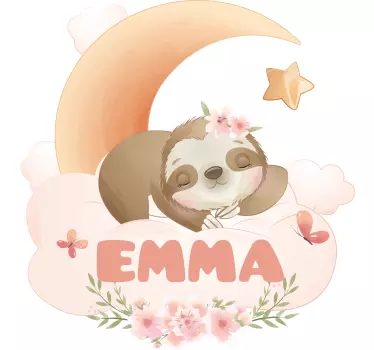 Animais fofos preguiça com t-shirt de bebê com nome - TenStickers