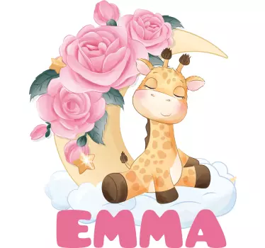 Girafa de animais fofos com t-shirt de bebê com nome - TenStickers