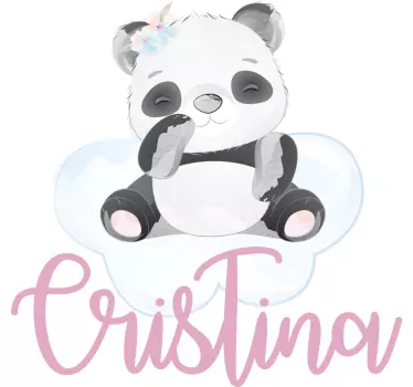 Panda fofo para menina com t-shirt de bebê com nome - TenStickers