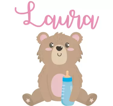 Urso fofo para menina com t-shirt de bebê com nome - TenStickers