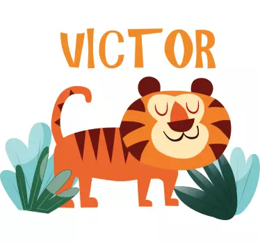 Tigre fofo para menino com t-shirt de bebê com nome - TenStickers