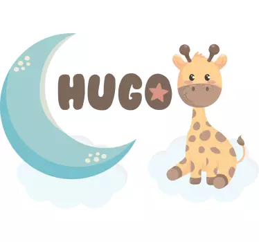 Girafa fofa para menino com t-shirt de bebê com nome - TenStickers