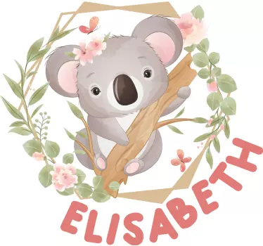 Coala de animais fofos com t-shirt de bebê com nome - TenStickers