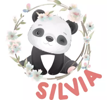 Animais fofos panda com t-shirt de bebê com nome - TenStickers