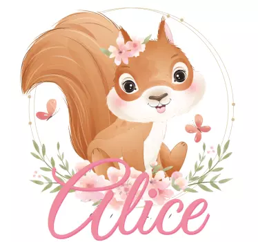 Esquilo fofo para menina com t-shirt de bebê com nome - TenStickers