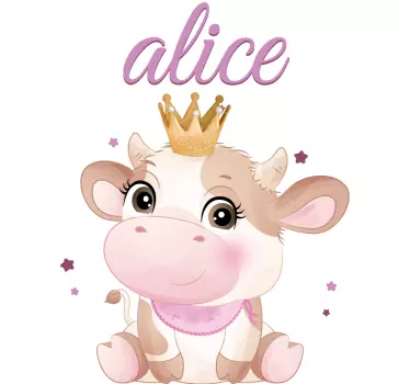 Vaca fofa para menina com t-shirt de bebê com nome - TenStickers