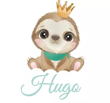 T-shirt bebé personagem de bicho-preguiça coroado - TenStickers